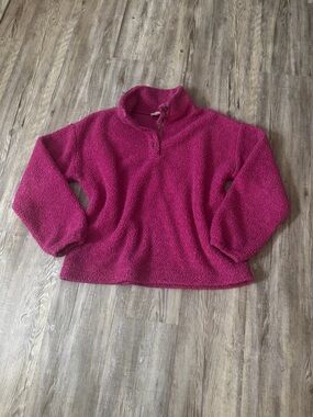 LOFT fleece Button Neck Pullover EUC